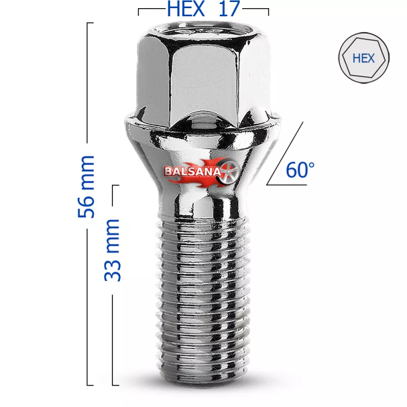 Varžtas B42 Bimecc DK-BIM-B42 hex17 Conical 14x1.5 33mm