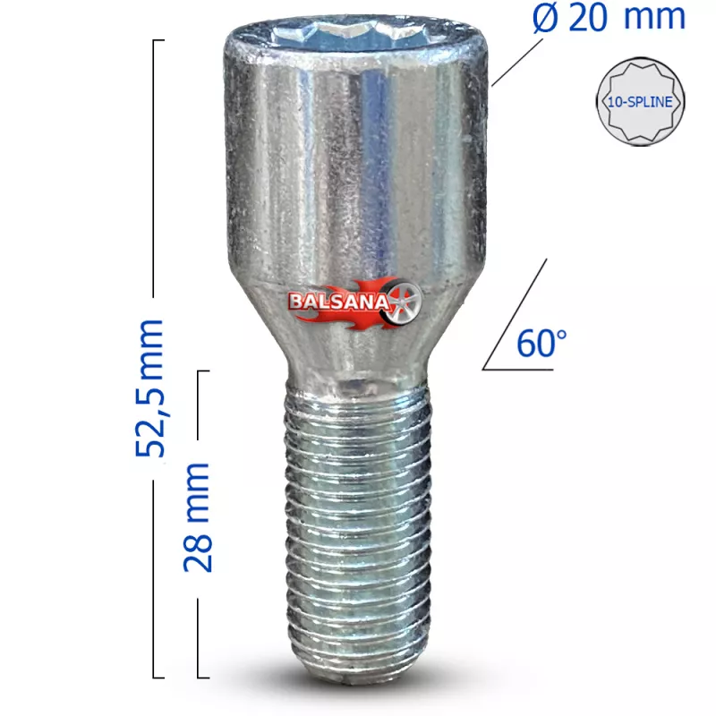 Varžtas 20mm Bimecc DK-BIM-VST20D28 14x1.5 Conical Star 28mm
