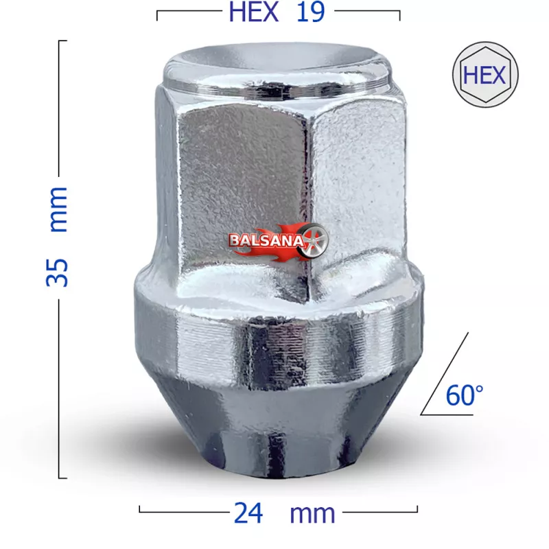Veržlė 24mm konusas 12x1.5 Conical hex19 35mm