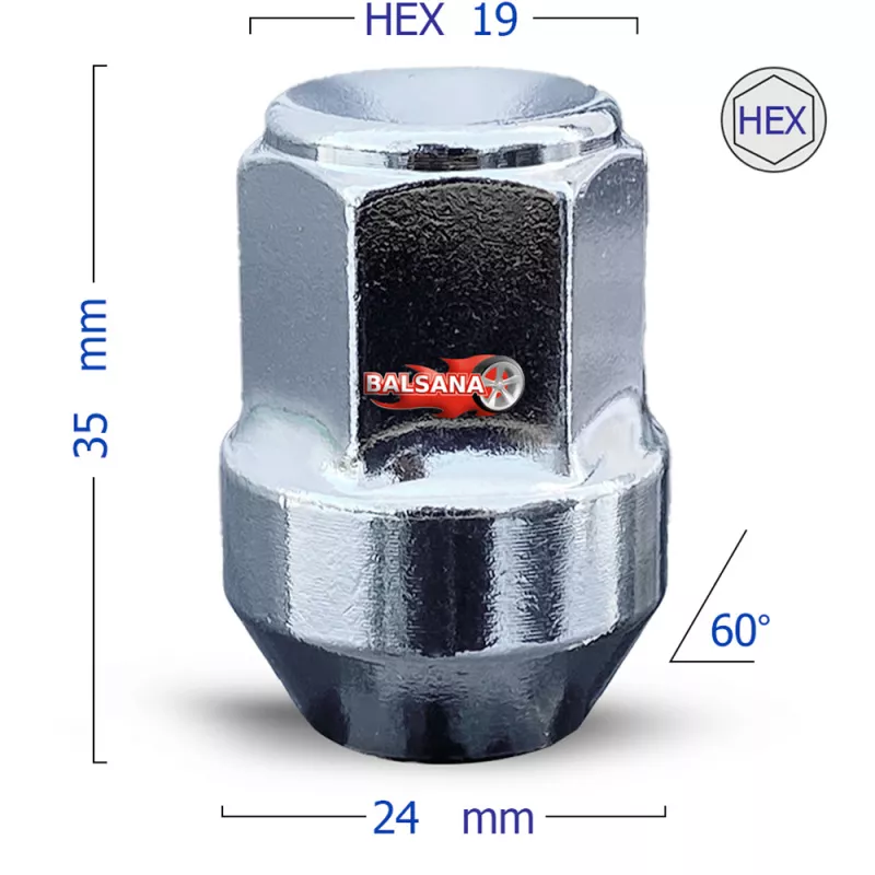 Veržlė 24mm 60 Kon. Conical hex19 14x1.5 35.4mm