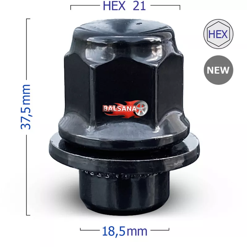 Veržlė Flat Toyota BLACK 12x1.5 hex21 37mm