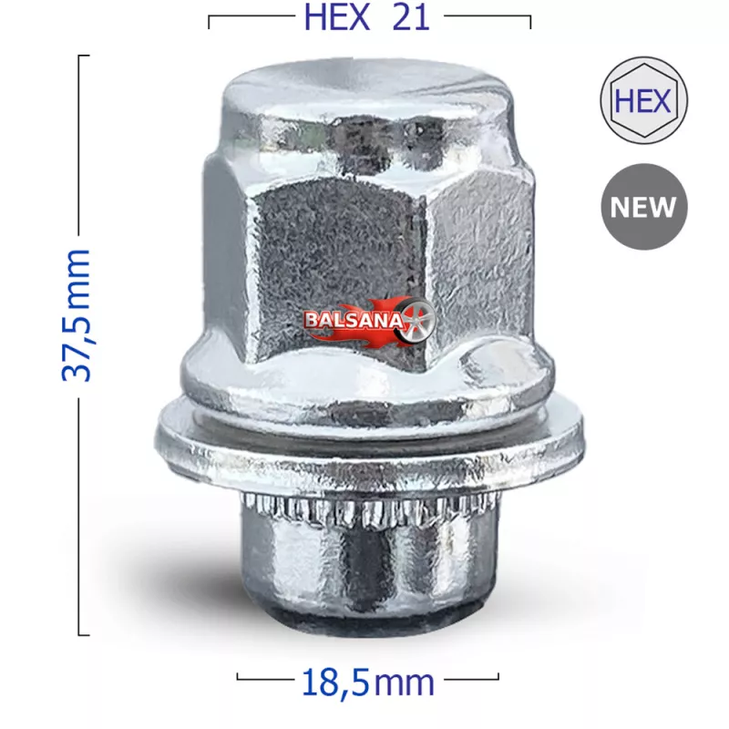 Veržlė Flat Toyota SILVER 12x1.5 hex21 37mm