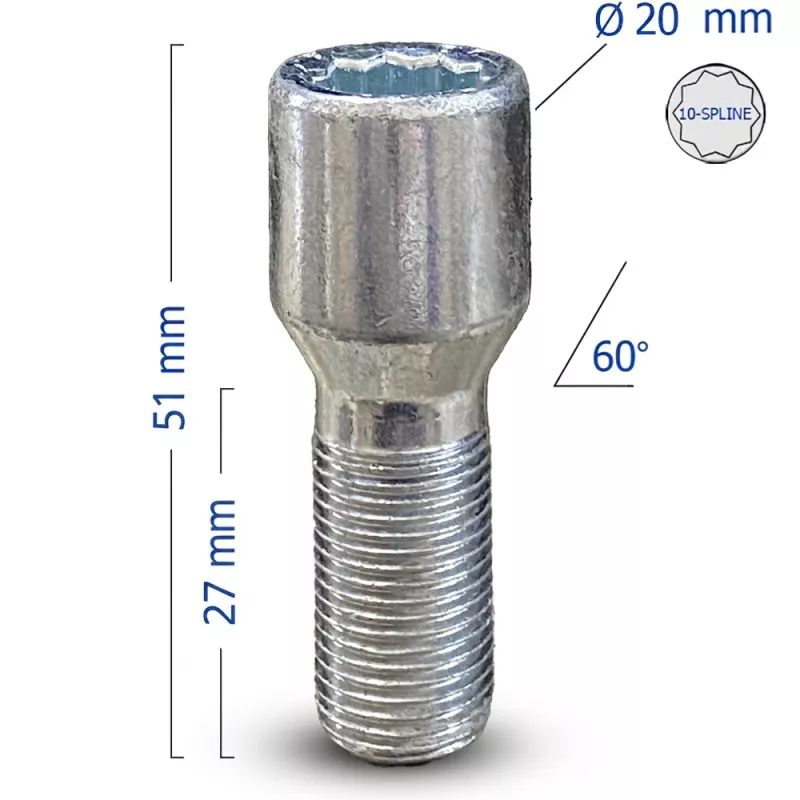 Varžtas Bimecc Vidinis 60 Kon. Star 20mm. Conical 14x1.25 Star 27mm