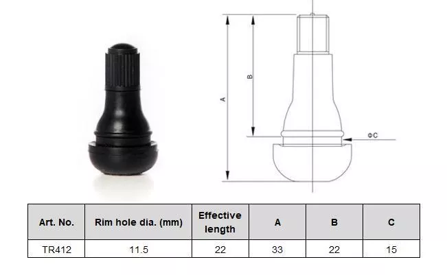 Ventilis TR412 Valve Black 22mm