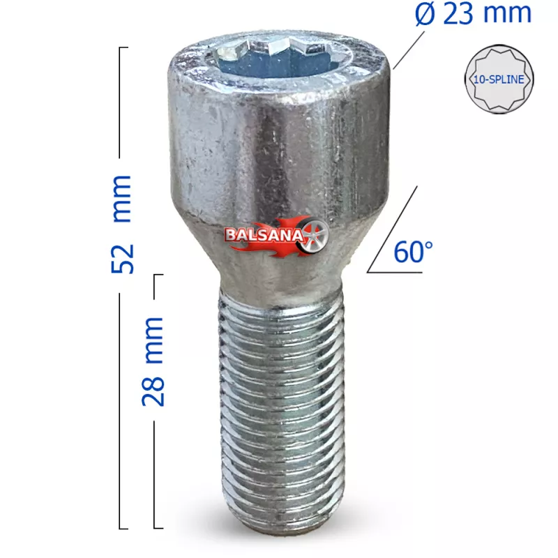 Varžtas Vidinis 10 Star 23mm. Bimecc Conical 14x1.5 Star 28mm