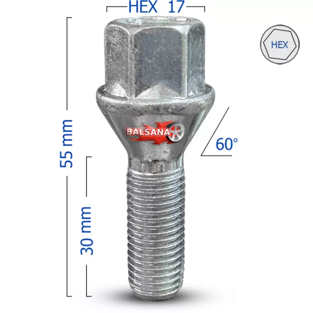 Varžtas 60 Kon. BIM-B30 Conical 12x1.5 hex17 30mm