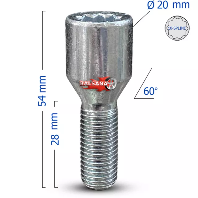 Varžtas DK-BIM-VST20A28 Bimecc 10.Star 20mm. Conical 12x1.5 hex17 28mm