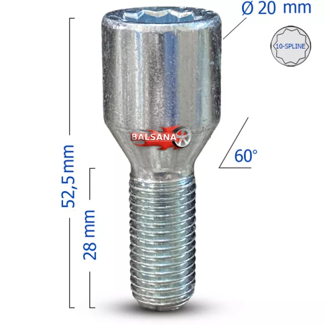Varžtas 20mm Bimecc DK-BIM-VST20D28 14x1.5 Conical Star 28mm