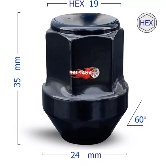 Veržlė BLACK 12x1.5 Conical hex19 35mm