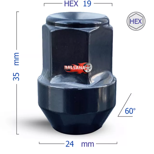 Veržlė BLACK 14x1.5 Conical hex19 35.4mm