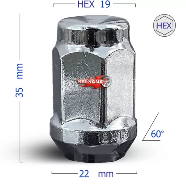 Veržlė 60 konusas Silver 12x1.5 Conical hex19 35mm