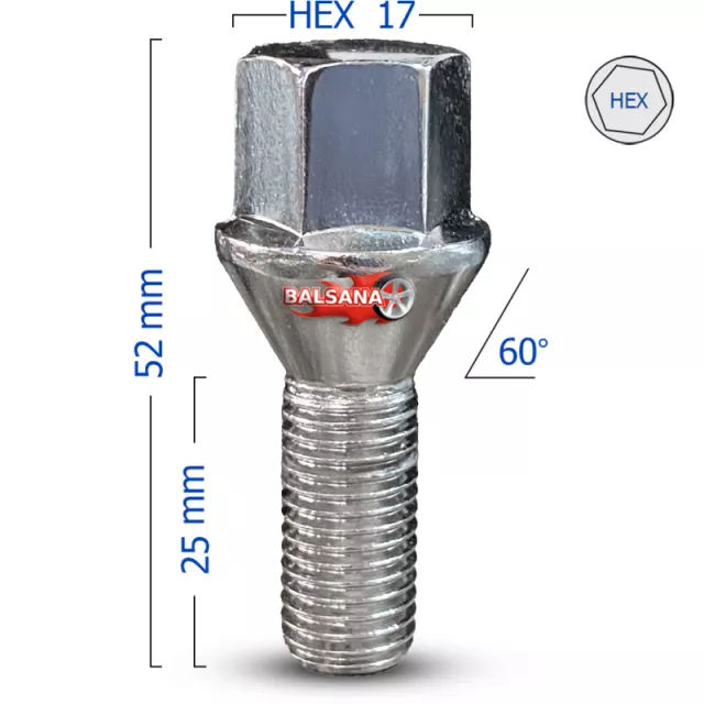 Varžtas Bolt Hex17 60 Kon. 12x1.5 Conical hex17 25mm