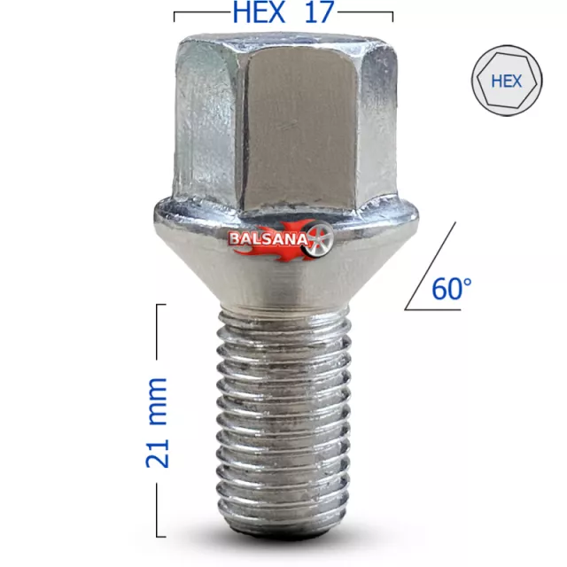 Varžtas 60 Kon. hex17 Conical 12x1.5 21mm