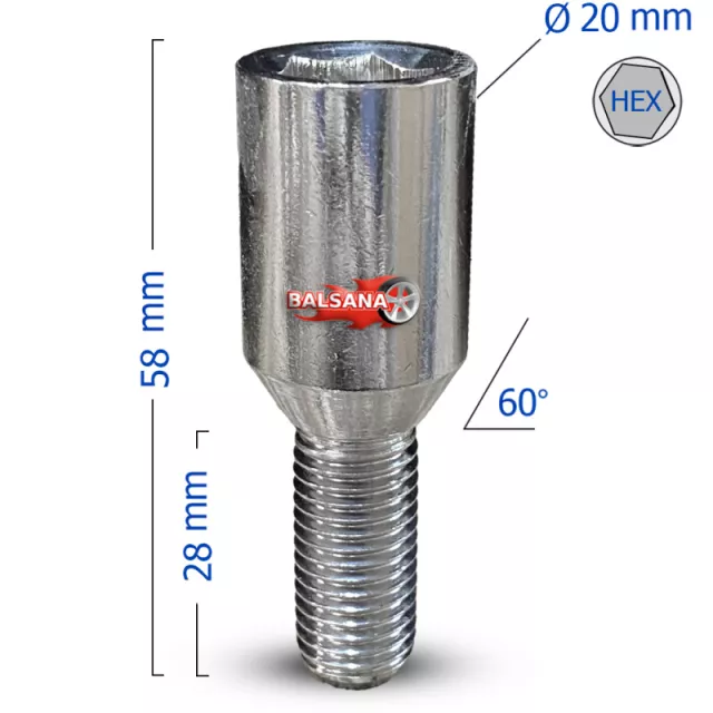 Varžtas 6.Star 20mm. Conical hex19/hex21 12x1.5 28mm