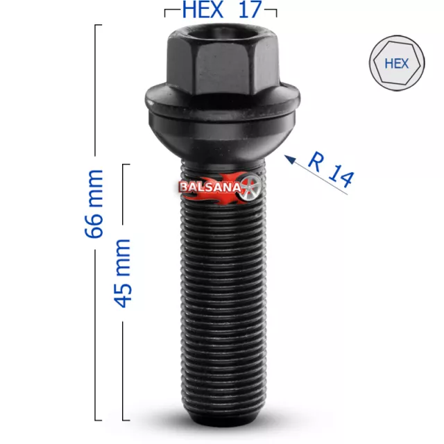 Varžtas PS17Q45-MW-ZN Mercedes GLE R14 Spherical 15x1.25 hex17 45mm