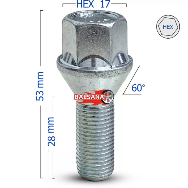 Varžtas Konus. 60 Bimecc C17B26 hex17 Conical 12x1.25 28mm