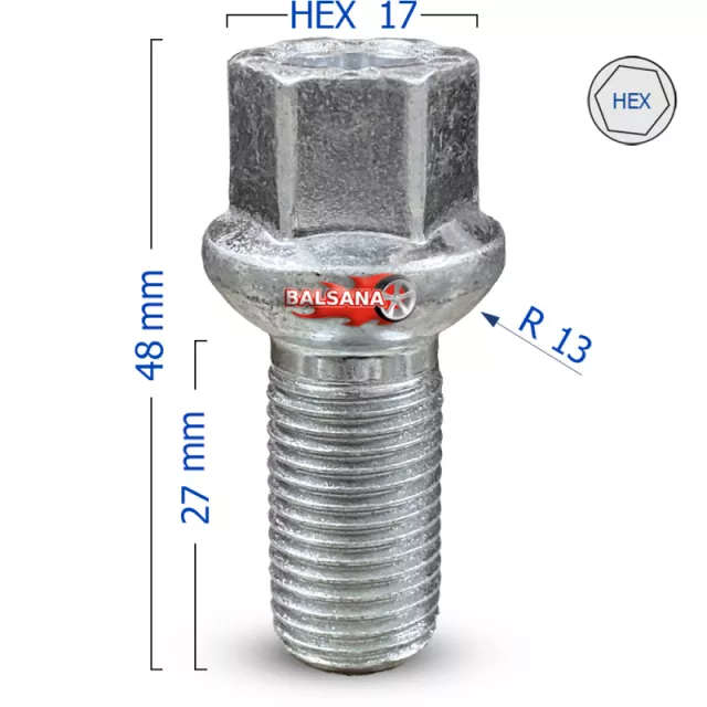Varžtas 14x1.5x27 YVW LS17D27F R13 Bimecc VAG hex17 Spherical 14x1.5 27mm
