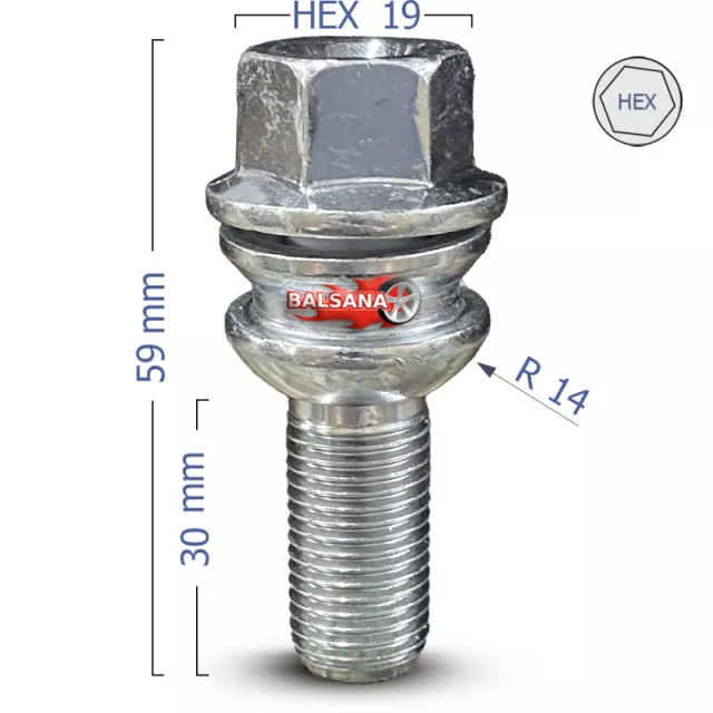 Varžtas R14 Bimecc DK-BIM-PS19D30-MW OEM hex19 Spherical 14x1.5 30mm