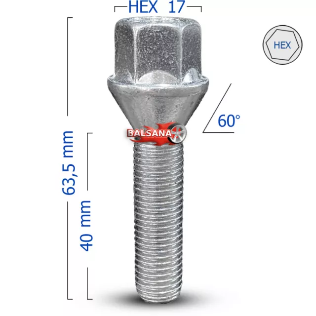 Varžtas Bimecc C17D40 Conical hex17 14x1.5 40mm