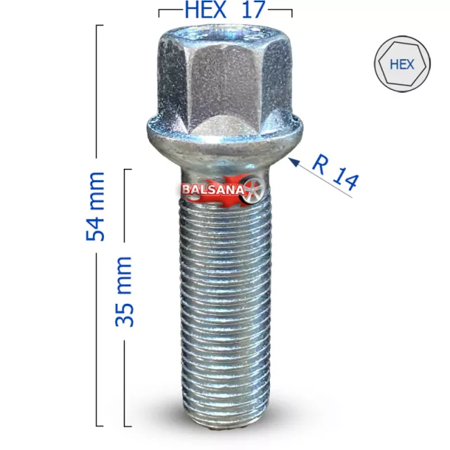 Varžtas Sfera R14 Bimecc S17D35R14 hex17 Spherical 14x1.5 36mm