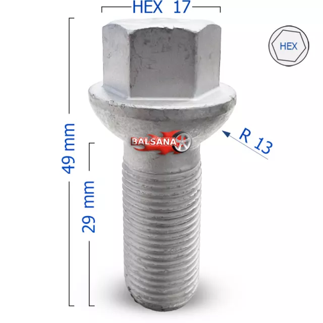 Varžtas R13 S17F29-KL100 Spherical 14x1.25 hex17 29mm