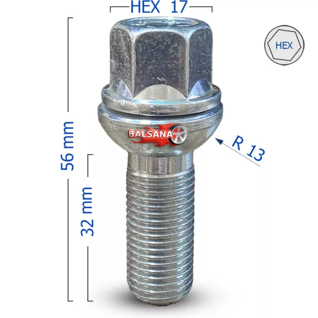 Varžtas R13 Bimecc S17D32-MW Spherical hex17 14x1.5 32mm