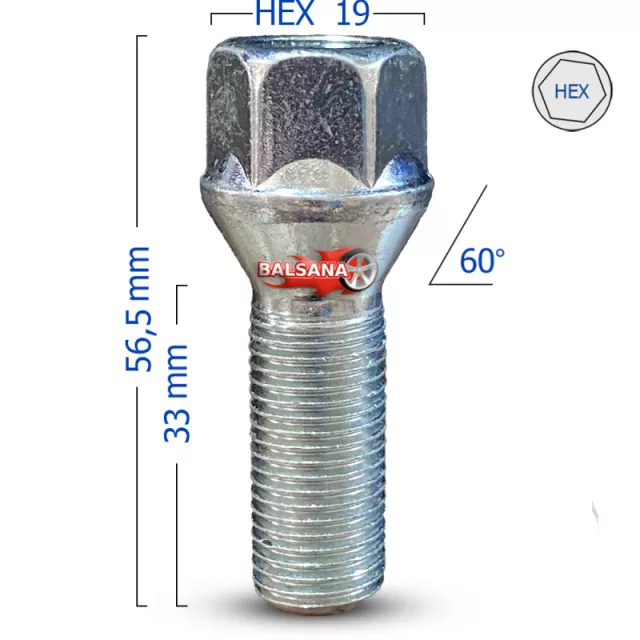 Varžtas Bimecc C19D33 Conical hex19 14x1.5 33mm