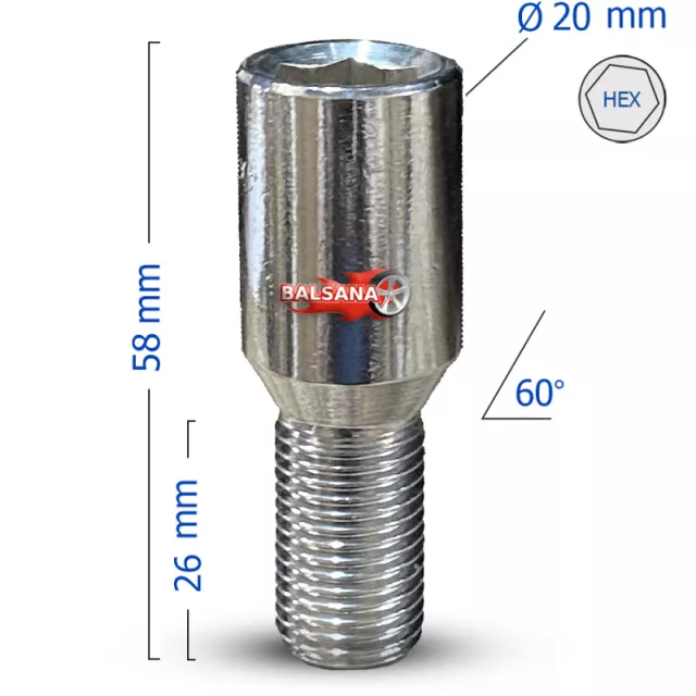 Varžtas 60 Kon. 6. Star 20mm. Conical Star 14x1.5 26mm
